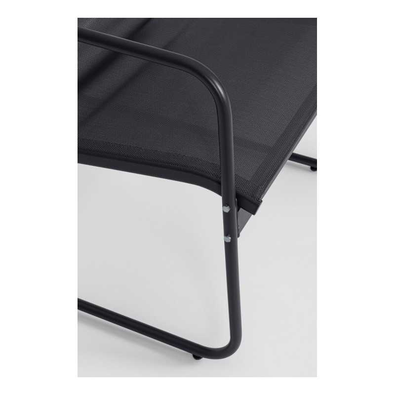 Conjunto de Móveis de Jardim Black Forest, Textilene Duas Cadeiras + Espreguiçadeira + Mesa Dobrável Preta - Imagem 8