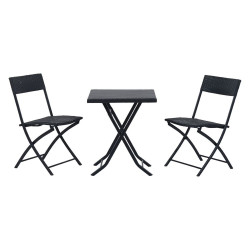 Conjunto Pequeno de Móveis para Jardim Black Forest, Duas Cadeiras + Mesa Preta - Imagem 2