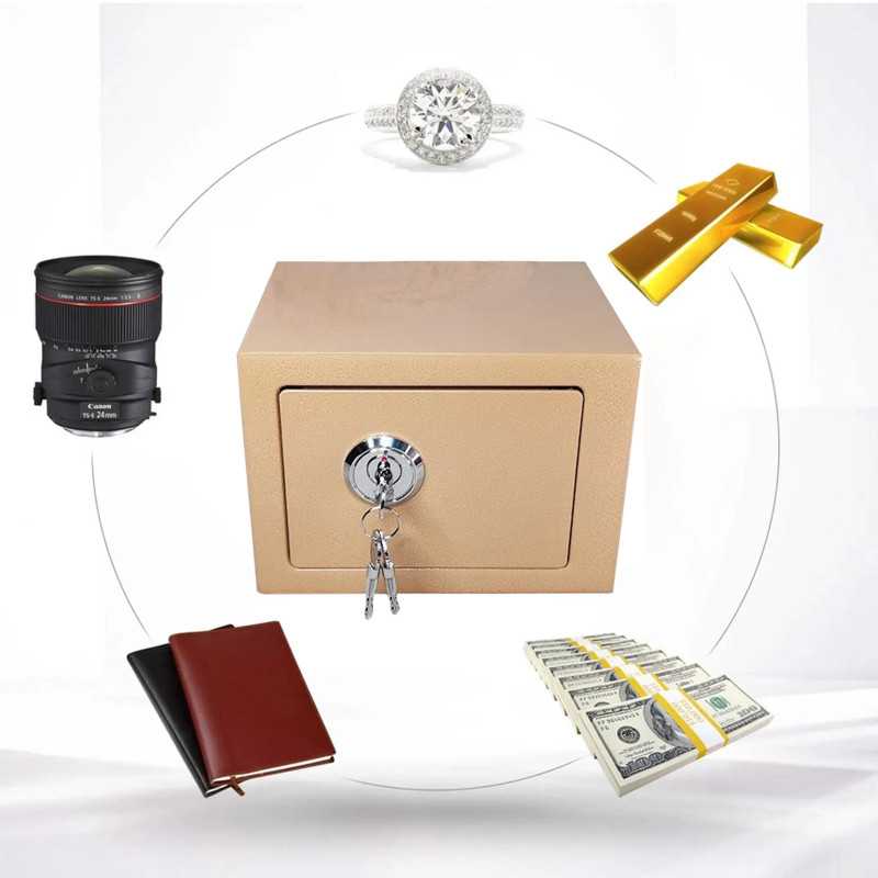 Extralink Home | Cassaforte domestica | cassetta di sicurezza per chiavi, cassaforte blindata, oro, S-404 - Immagine 2