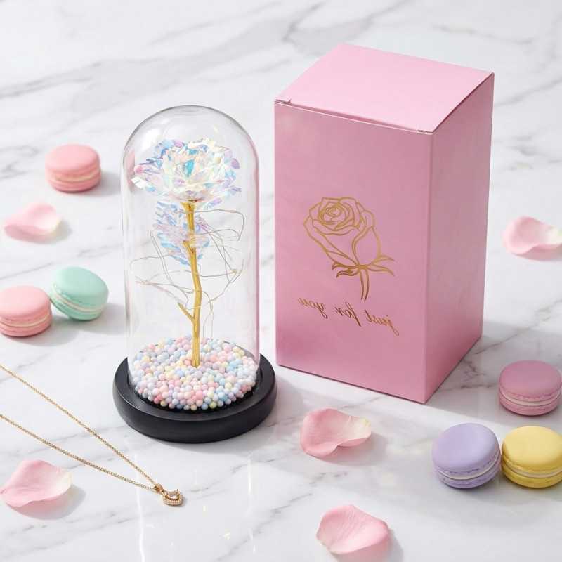 Rosa Eterna em Vidro Extralink Home, Luz LED Branca - Imagem 3