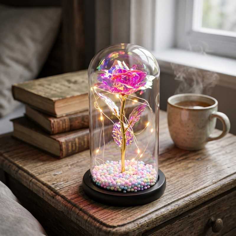 Rosa Eterna en Vidrio Extralink Home, Luz LED Rosa - Imagen 2