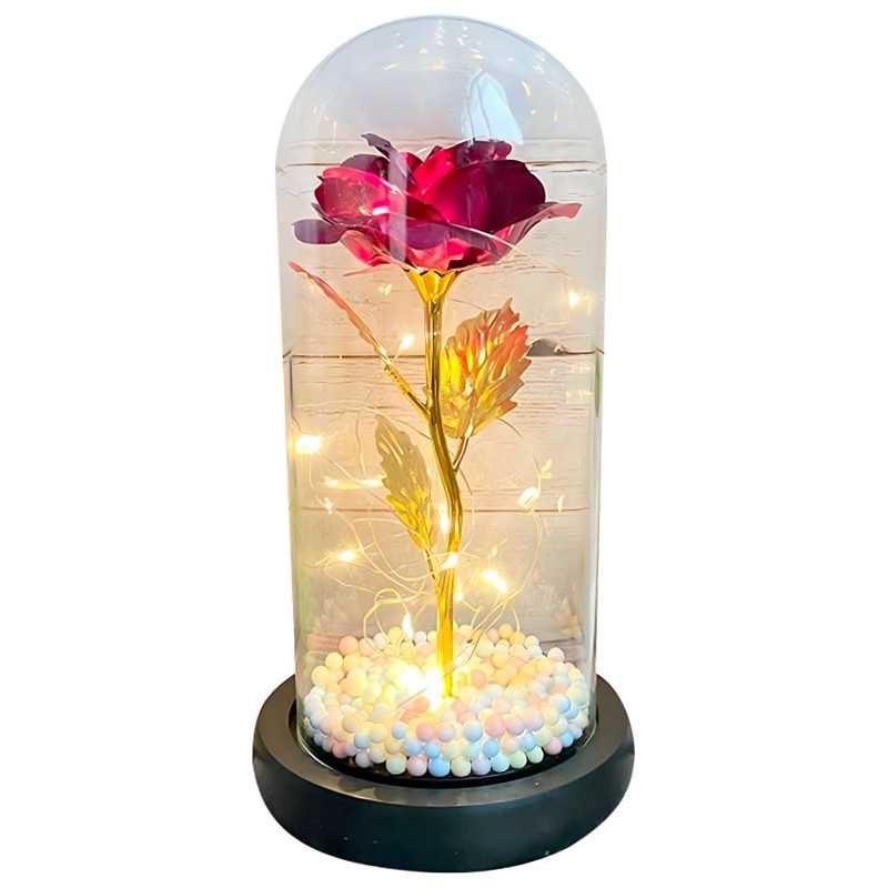 Rosa Eterna em Vidro Extralink Home, Vermelha LED Brilhante - Imagem 2