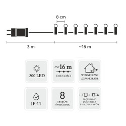 Luces LED Extralink, bolas 200L blanco cálido, longitud 3 + 16 m - Imagen 3