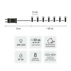 Luzes LED Extralink, 200L Branco Quente, 3 + 10 m Interior/Exterior - Imagem 3