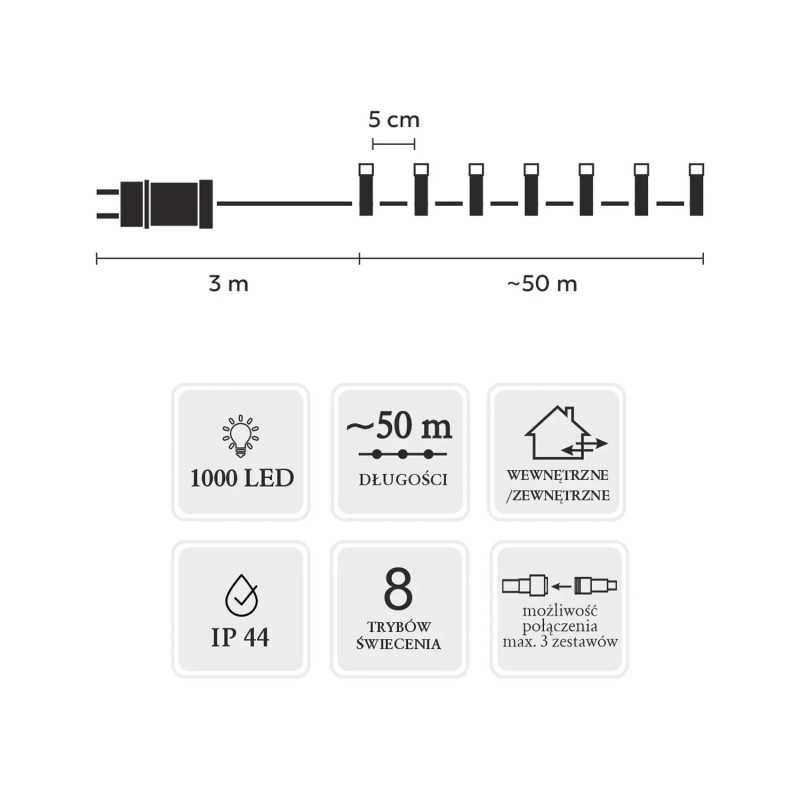 Extralink LED Lights, 1000L Warm White, 3 + 50 m Indoor/Outdoor - Image 3