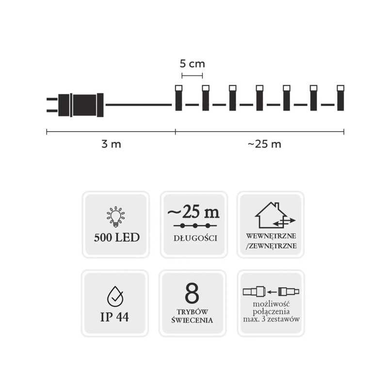 Extralink LED Lights, 500L Cool White, Length 3 + 25 m Indoor/Outdoor - Image 3