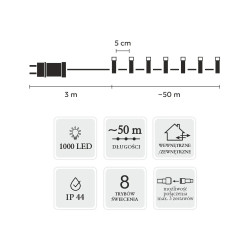 Luzes LED Extralink, 1000L Branco Frio, Comprimento 3 + 50 m Interno/Externo - Imagem 3