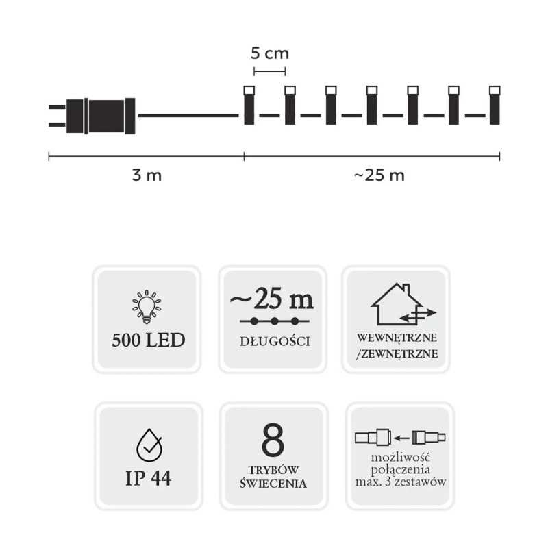 Extralink LED Lichter, 500L Multicolor, 3 + 25 m Innen/Außen - Bild 3