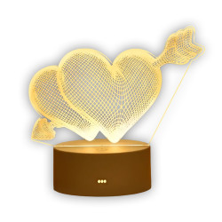 Luz Noturna Cora&ccedil;&otilde;es Quebrados 3D Extralink Home, Ilus&atilde;o...