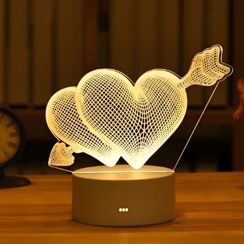 Lámpara de Noche Corazones Rotos 3D Extralink Home, Ilusión Óptica para Dormitorio USB - Imagen 2