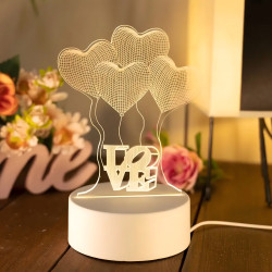 3D Noční Lampička čtyři Srdce Extralink Home, Optická Iluze pro Ložnici USB - Obrázek 2
