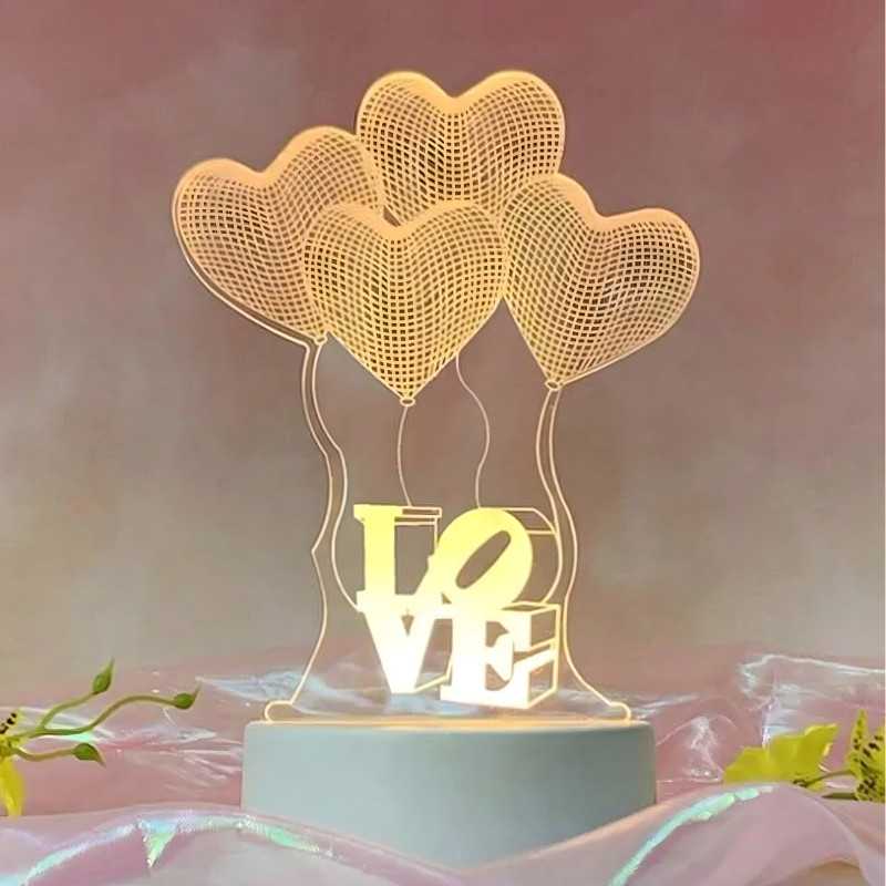 3D Herz Nachttischlampe Extralink Home, optische Täuschung für das Schlafzimmer USB - Bild 3