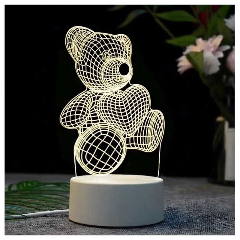 Luz Noturna Urso Coração 3D Extralink Home, Ilusão Óptica para Quarto USB - Imagem 2