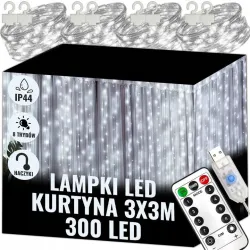 EXTRALINK KURTYNA ŚWIETLNA 300 LED ZIMNE 3X3 ŚWIĄTECZNE...