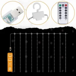 Extralink | Kurtyna świetlna LED | zimne, 3x3m, 300x LED, lampki choinkowe, świąteczne, girlanda, 5V USB - Zdjęcie 5