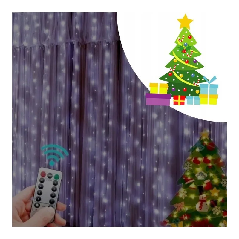 Extralink | Kurtyna świetlna LED | zimne, 3x3m, 300x LED, lampki choinkowe, świąteczne, girlanda, 5V USB - Zdjęcie 6