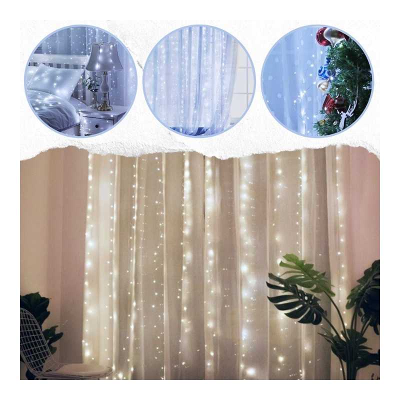 Extralink | Kurtyna świetlna LED | zimne, 3x3m, 300x LED, lampki choinkowe, świąteczne, girlanda, 5V USB - Zdjęcie 7