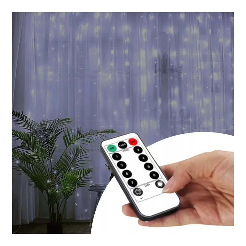 Extralink | Kurtyna świetlna LED | zimne, 3x3m, 300x LED, lampki choinkowe, świąteczne, girlanda, 5V USB - Zdjęcie 8