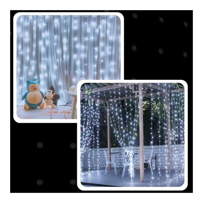 EXTRALINK KURTYNA ŚWIETLNA 300 LED ZIMNE 3X3 ŚWIĄTECZNE CHOINKOWE GIRLANDA 5V USB - Imagem 9