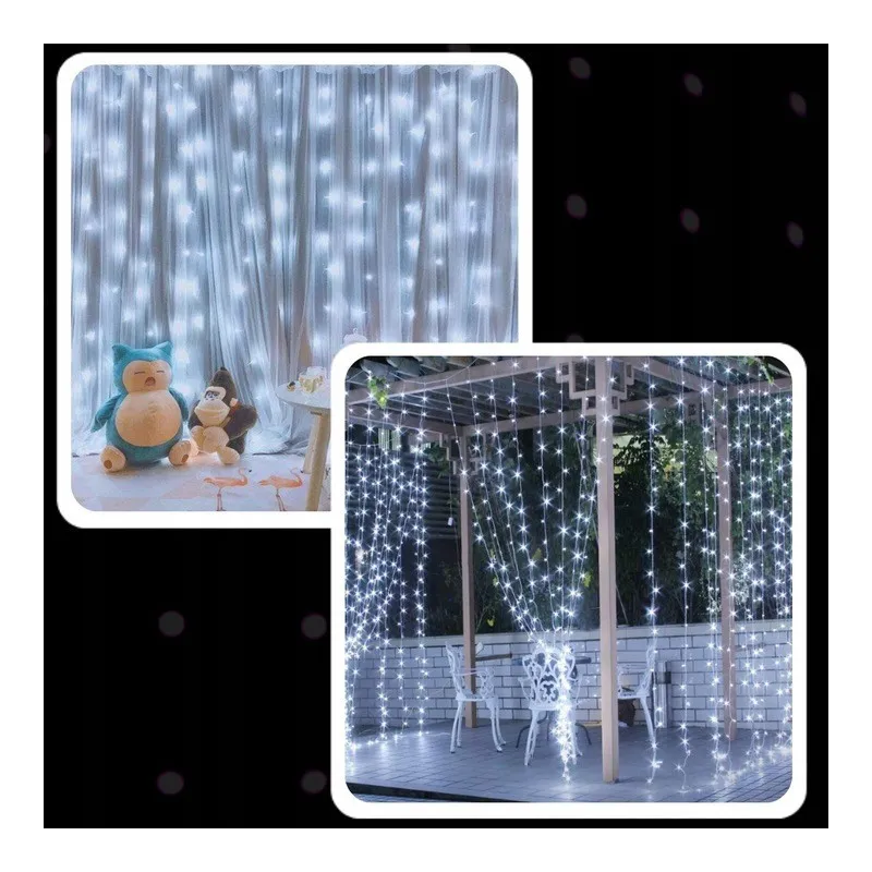 EXTRALINK KURTYNA ŚWIETLNA 300 LED ZIMNE 3X3 ŚWIĄTECZNE CHOINKOWE GIRLANDA 5V USB - Görsel 9