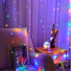 EXTRALINK KURTYNA ŚWIETLNA 300 LED 3X3 LAMPKI ŚWIĄTECZNE CHOINKOWE MULTIKOLOR OZDOBA - Imagem 4