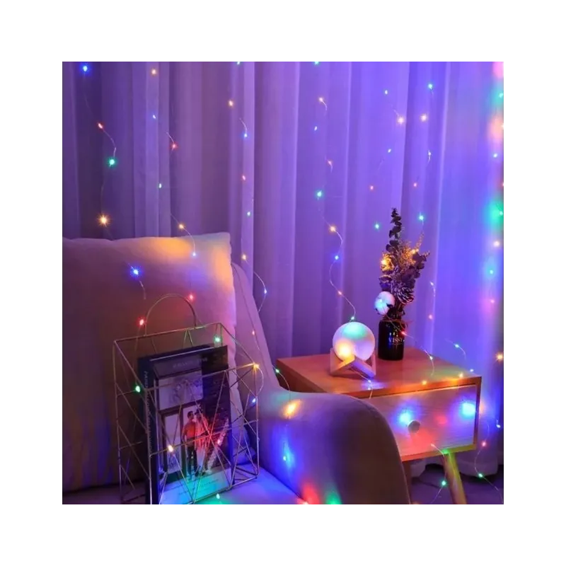 EXTRALINK KURTYNA ŚWIETLNA 300 LED 3X3 LAMPKI ŚWIĄTECZNE CHOINKOWE MULTIKOLOR OZDOBA - Imagem 4