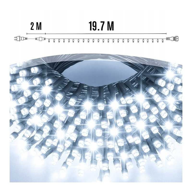 Extralink | Lampki choinkowe | świąteczne, 21,7m, 300 LED, zewnętrzne, wewnętrzne, białe, zimne - Zdjęcie 5