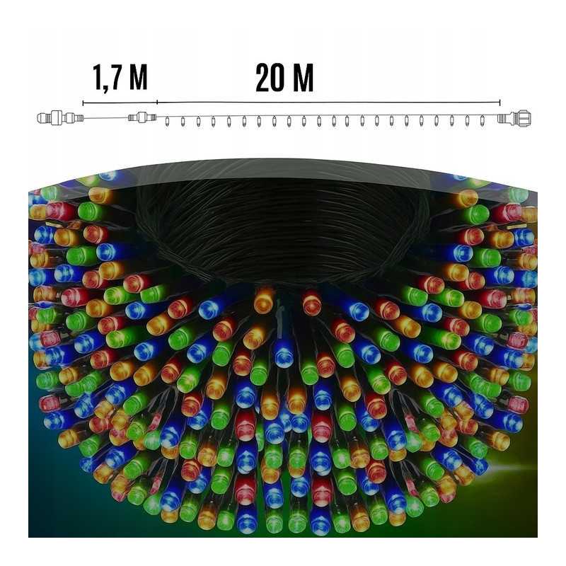 Extralink | Lampki choinkowe | świąteczne, 21,7m, 300 LED, zewnętrzne, wewnętrzne, multikolor - Zdjęcie 5