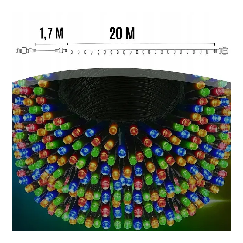 EXTRALINK LAMPKI CHOINKOWE ŚWIATEŁKA ŚWIĄTECZNE 300LED WEWN. ZEWN. MULTIKOLOR 21,7M - Imagen 5