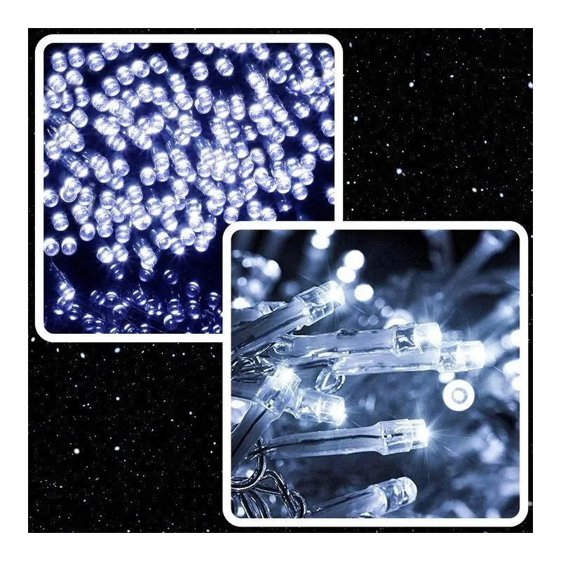 Extralink | Lampki choinkowe | świąteczne, 10m, 100 LED, białe, zimne, zewnętrzne, wewnętrzne, na baterie - Zdjęcie 2
