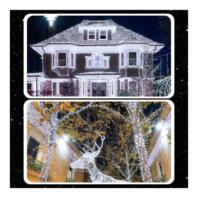 Extralink | Lampki choinkowe | świąteczne, 10m, 100 LED, białe, zimne, zewnętrzne, wewnętrzne, na baterie - Zdjęcie 4