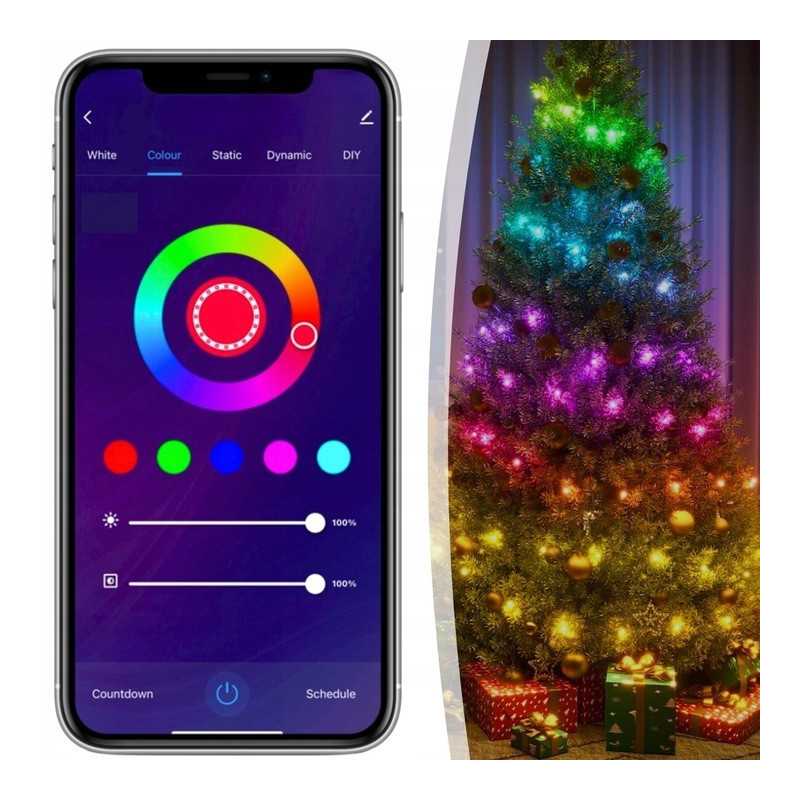 EXTRALINK LAMPKI CHOINKOWE PASEK 200 LED MULTIKOLOR ŚWIĄTECZNE SMART WIFI PILOT 20M - Obrázek 8