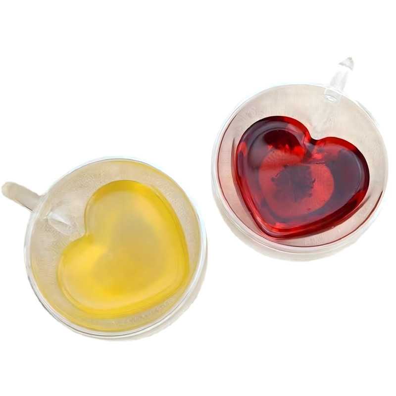 Caneca de amor em forma de coração Extralink Home, copo de vidro resistente ao calor com parede dupla 250ml - Imagem 3