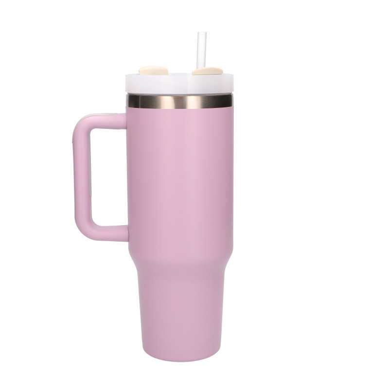 Black Forest | Caneca térmica com palhinha | Garrafa térmica com pega, 1200ml, rosa pó - Imagem 2