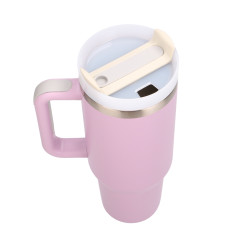 Black Forest | Caneca térmica com palhinha | Garrafa térmica com pega, 1200ml, rosa pó - Imagem 3