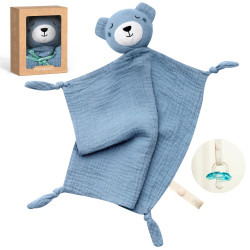 MOMCOZY SU001 BEAR LOVEYS FOR BABIES WITH COTTON BLUE