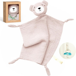 MOMCOZY SU001 BEAR LOVEYS FOR BABIES WITH COTTON PINK