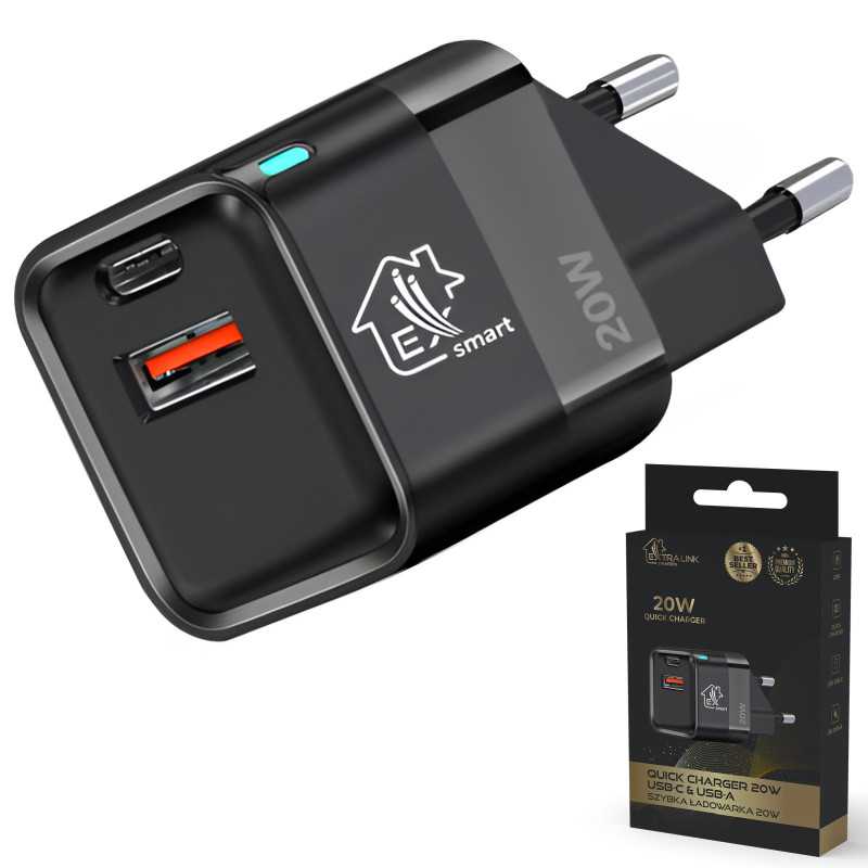 Extralink Smart Life Charger 20W | Nabíječka | USB-C, USB-A