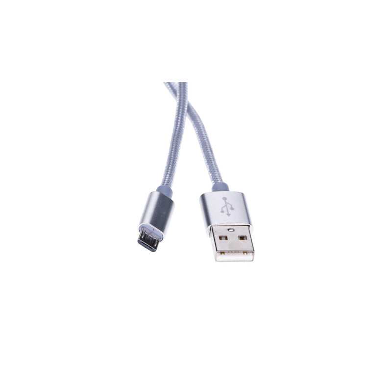 Кабель MicroUSB Extralink для смартфонов ANDROID, 2A, длина 1M, Укрепленный оплеткой, Серебряный - Изображение 2