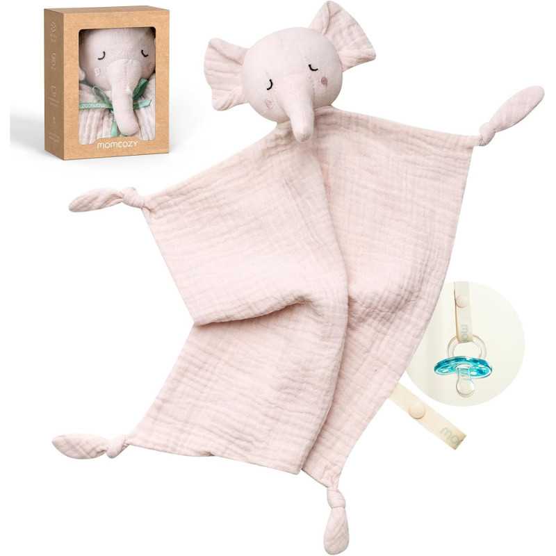 MOMCOZY SU001 ELEPHANT LOVEYS FOR BABIES WITH COTTON PINK
