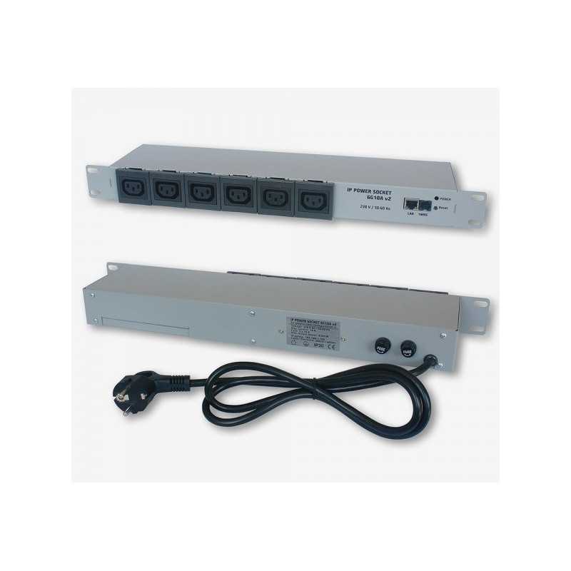Tinycontrol 6G10A V2 IEC320 | Faixa de poder | IP, Rack 19 '', 6 soquetes AC 230 V IEC320