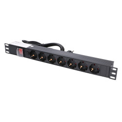 Сетевой фильтр Extralink EXPDU7EU SW, 19" 1U, 7 розеток...