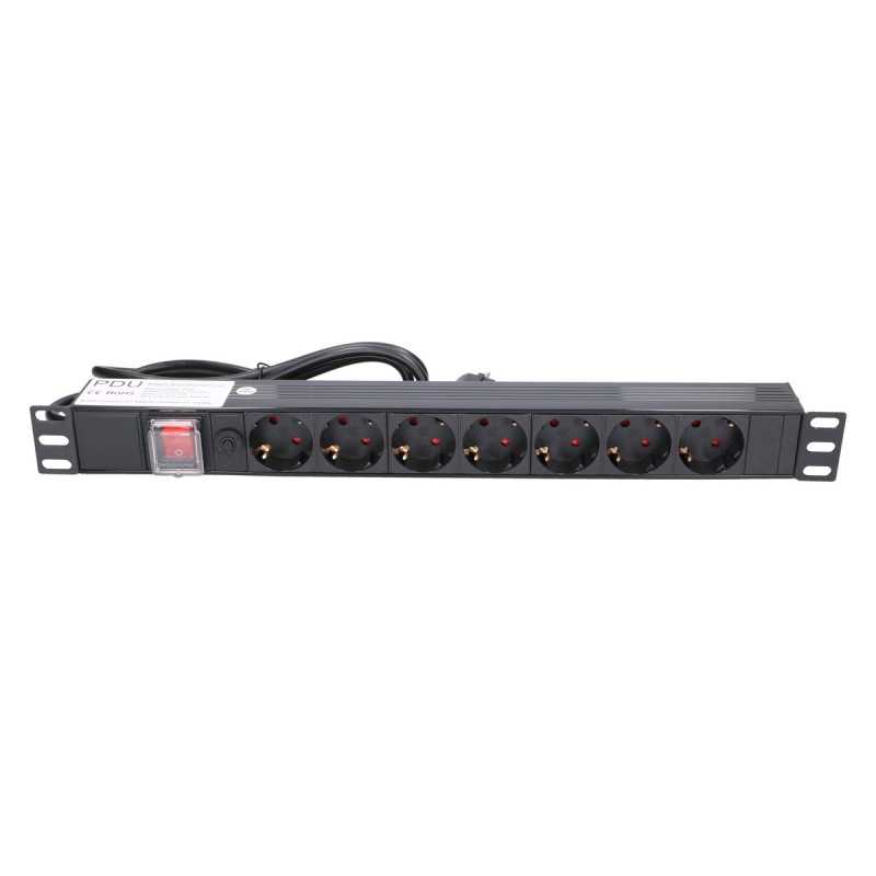 Extralink EXPDU7EU SW | Enchufe multiple | 19" 1U, enchufes 7 EU, con switch, 2m - Imagen 2