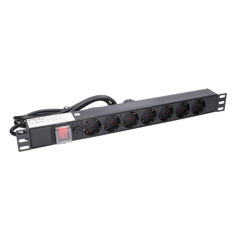 Extralink EXPDU7EU SW | Steckdosenleiste | 19" 1HE, 7 EU-Steckdosen, mit Schalter, 2m - Bild 3