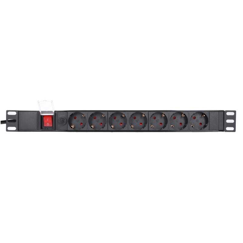 Extralink EXPDU7EU SW | Steckdosenleiste | 19" 1HE, 7 EU-Steckdosen, mit Schalter, 2m - Bild 6