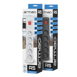 Armac R5 | Presa multipla | sistema anti-sovratensione, 5 prese, cavo 3m, nero - Immagine 3
