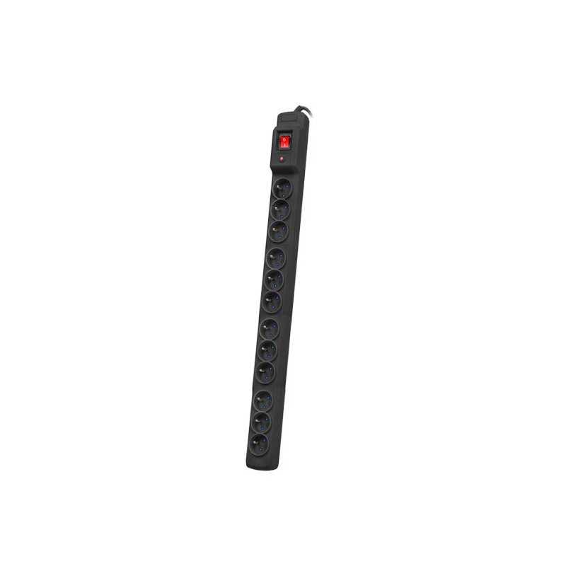 Armac Multi M12 | Regleta | sistema anti-sobretensiones, 12 enchufes, cable 5m, negro