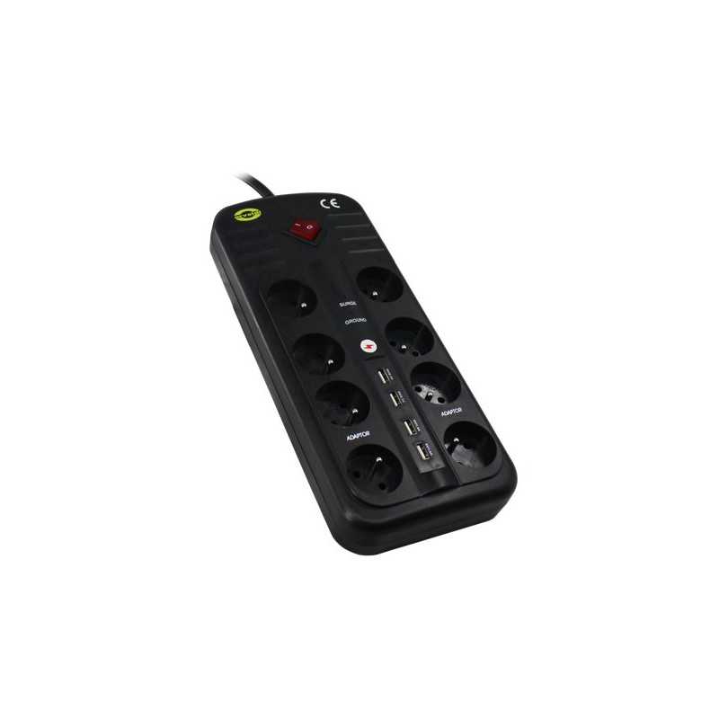 Multipresa Orvaldi ORV-8PL 4xUSB2.0, protezione da sovratensioni 3000J, 8 prese, 4x USB, 3m