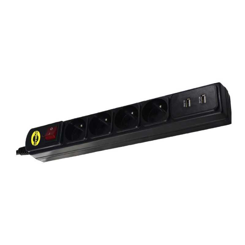 Orvaldi ORV-4PL USB2.0 Priz Yalnızlıgı, 1140J Darbe Koruması, 4 Priz, 2x USB, 1.8m