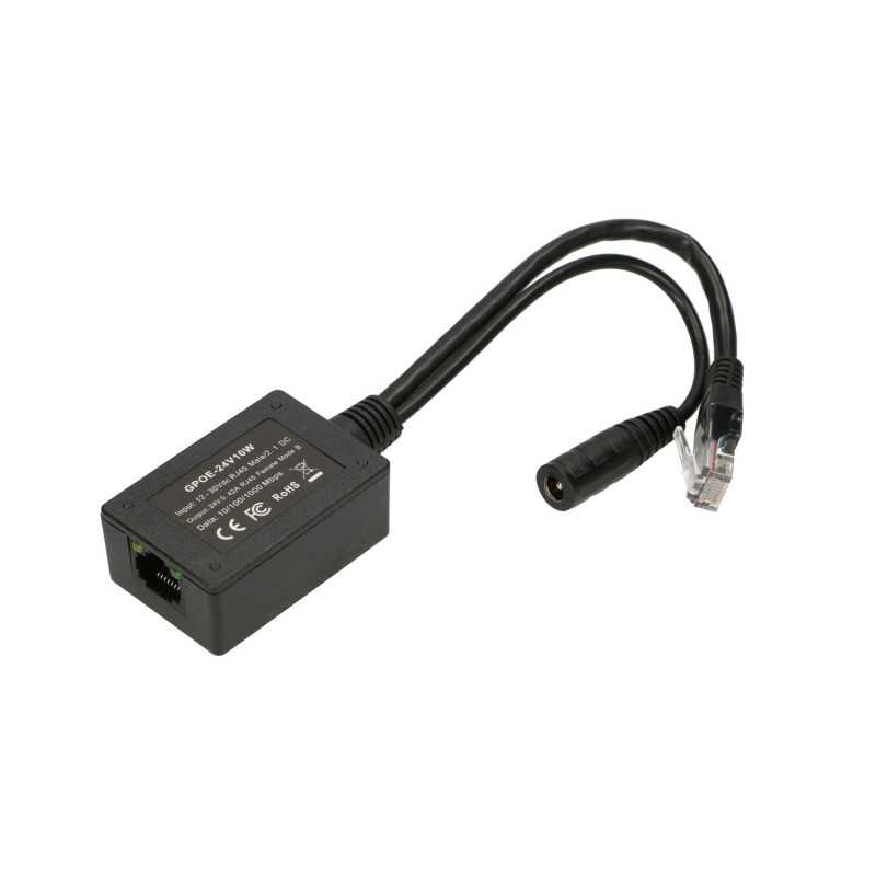 Extralink 1 Portový | měnič PoE | Vstup 1x 1000Mb/s RJ45/Jack 10-24V, Vystup 24V - Obrázek 2